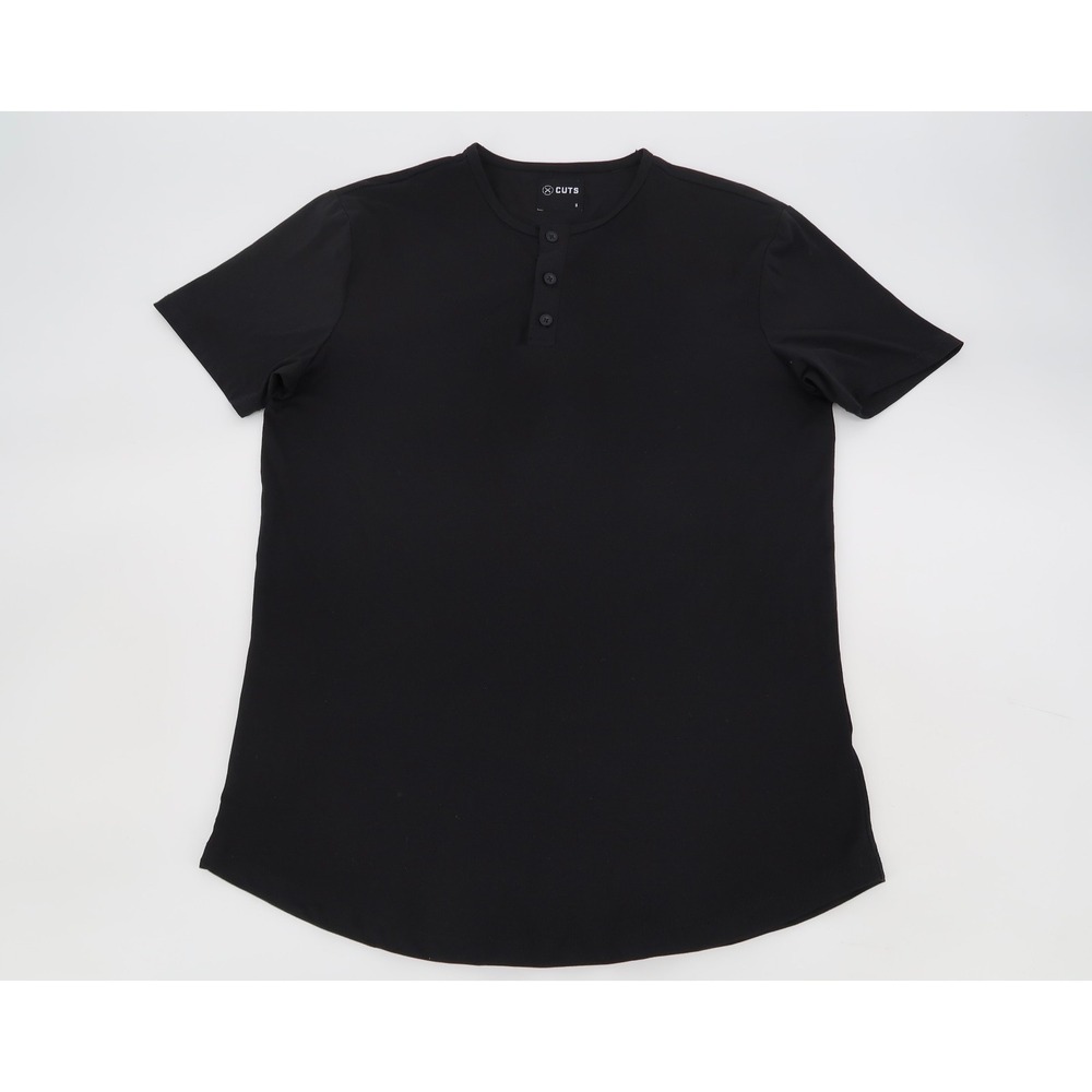 Cuts Clothing AO‎ Henley Curve Hem Mens Small Short Sleeve Shirt Pyca Pro Black